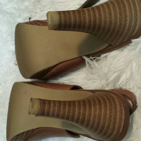 Cognac Leather Sling Back Open Toe Heels sz 8 - Picture 5 of 5